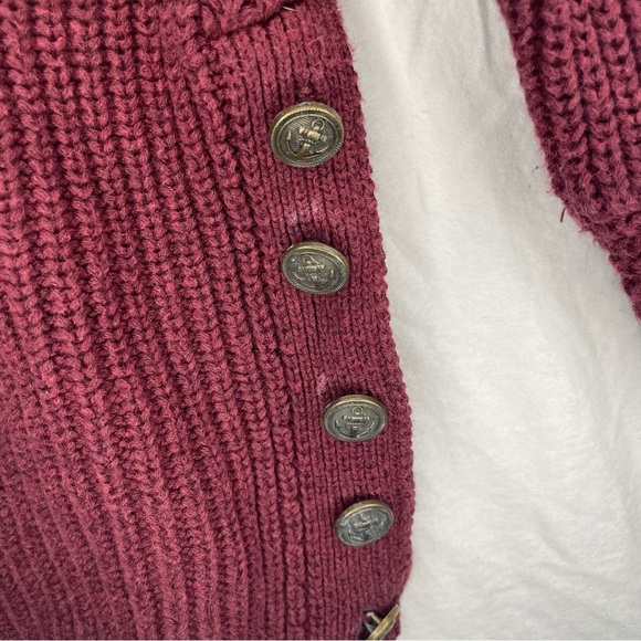 Sonoma Large Burgundy Knit V-Neck Sweater Nautical Buttons PRELOVED - Picture 8 of 10